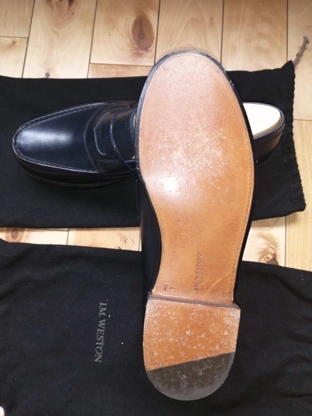 BEAUTIFUL PAIR OF JM WESTON LOAFER NAVY BLUE LIKE NEW - Picture 3 of 5